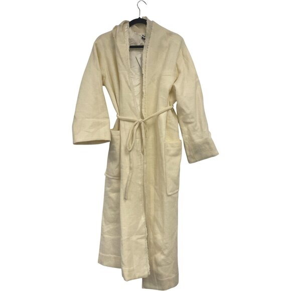Zara Womens Overcoat Coat XS S Off White Ivory Manteco Wool Tie 8288/448 NWT - Picture 3 of 13